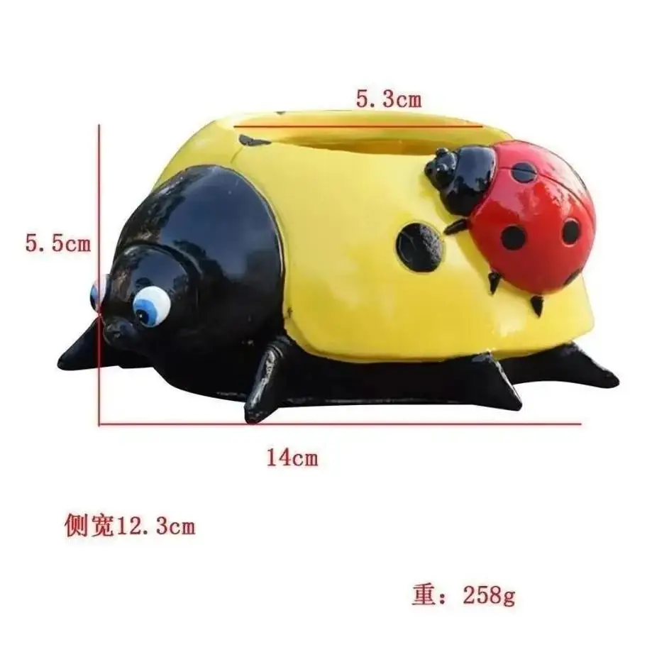 1 Pcs Outdoor Cartoon Animal Seven Star Ladybug Flower Pot Pottery Garden Decoration Landscape Sculpture Garden Ornament