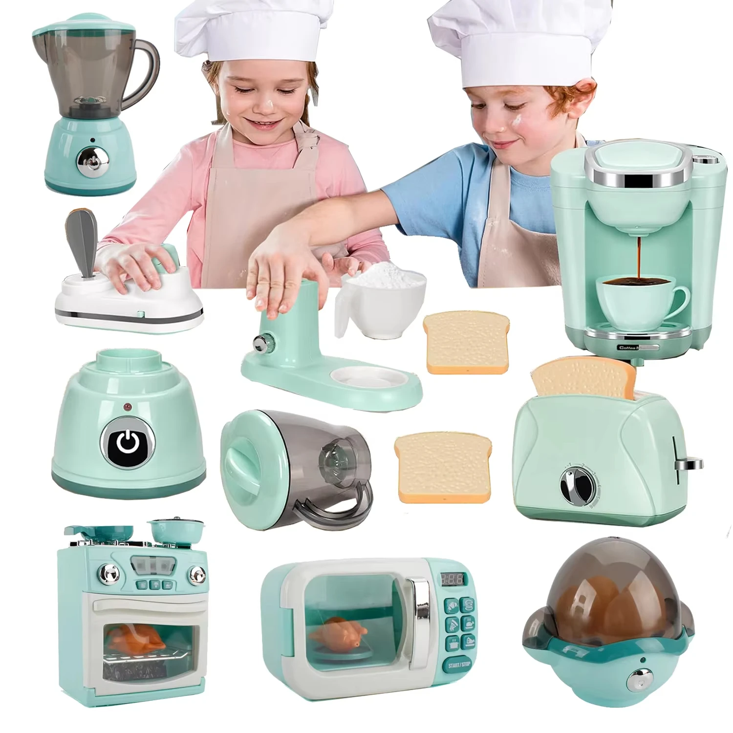 Simulation Kitchen Appliance Playset Kids Pretend Play Kitchen Toy Mini Household Appliance Role-Play Set Educational Toys Gifts 3