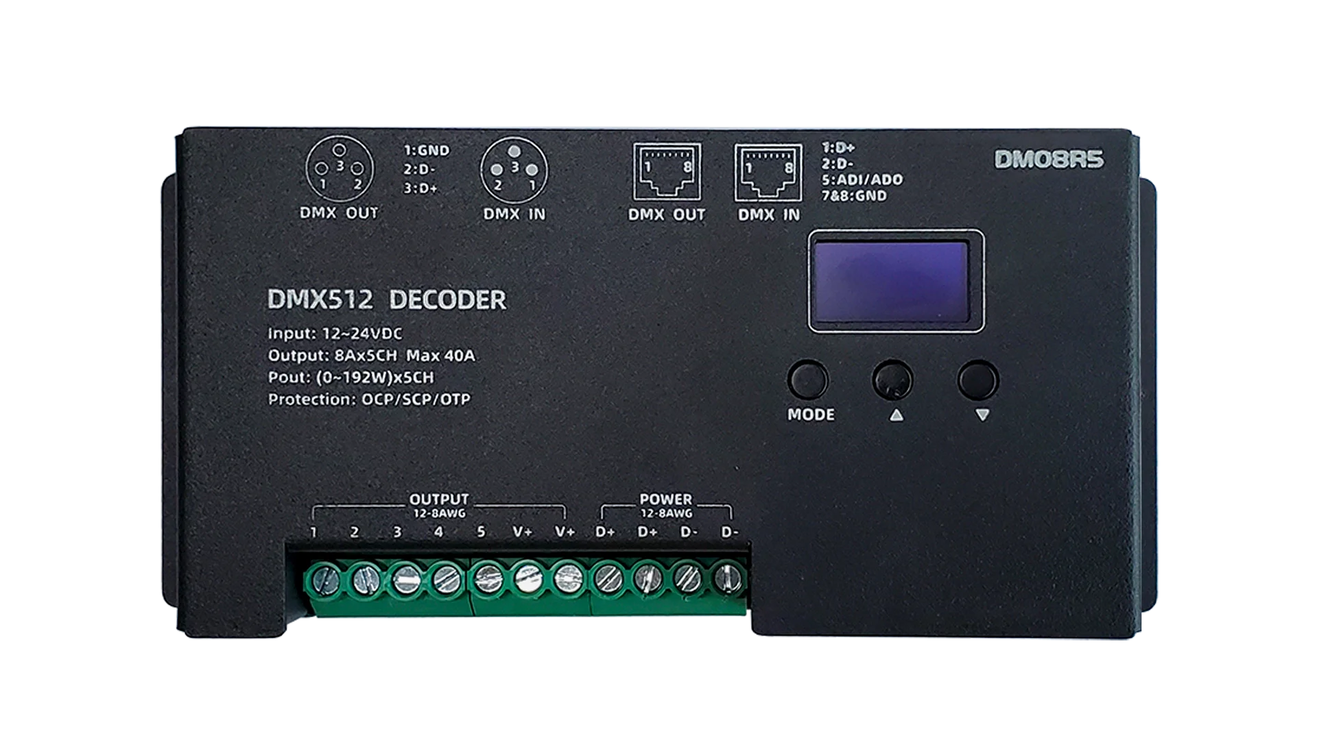 DMX 512 ڴ LED RGBCC Ʈѷ DC12V-24V, OLED ȭ, 42   ȿ, ڵ ּ , ִ 960W, 5CH x 8A