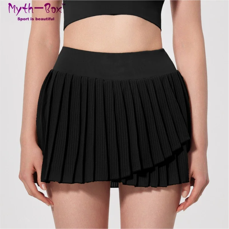 Women Pleated Tennis Skirts Quick Dry Sport Skorts Fake Two Piece Badminton Shorts Gym Fitness Running Short Skirt With Pocket