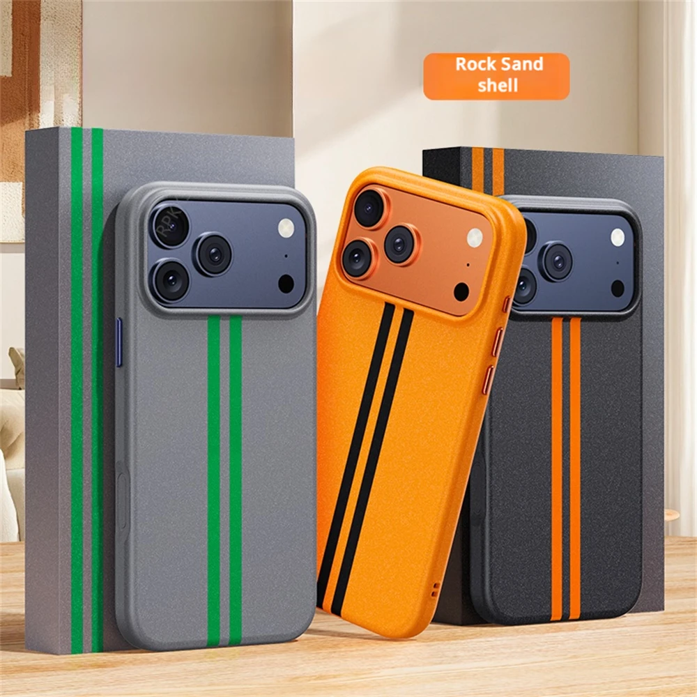 Hybrid Fine Grit Sand Texture Magnetic Phone Case with Soft Silicone Frame and Hard Back Cover