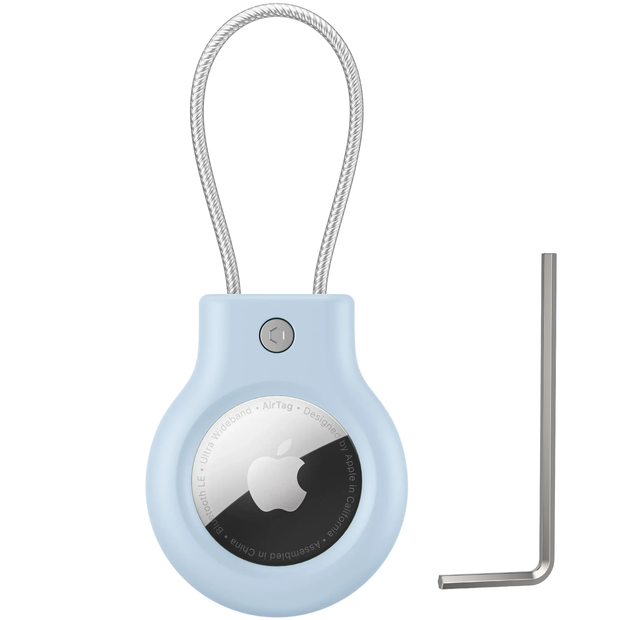 Premium 360° Protective AirTag Cover with Metal Keychain and Hex Wrench Kit