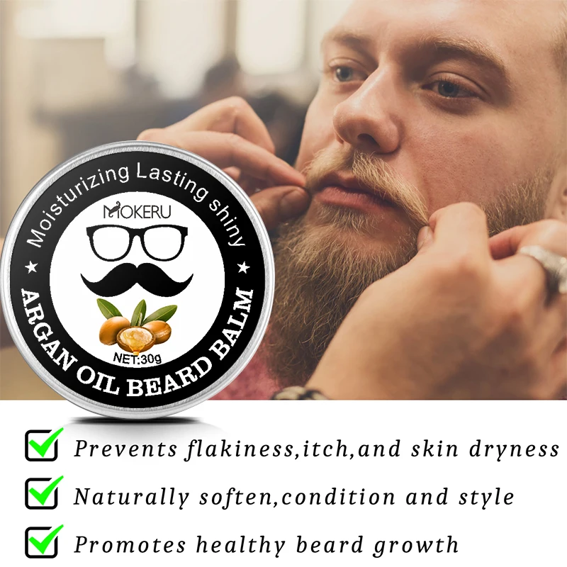 20pcs/Lot Natural Beard Balm 30g Cream for man hair styling wax for men