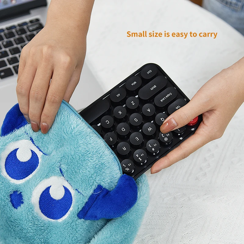 Mofii-teclado e Mouse sem Fio 2.4g Teclados Coloridos 68 Teclas Máquina de Escrever Teclado Redondo Retro para Laptop Tablet Windows - Imagem 3