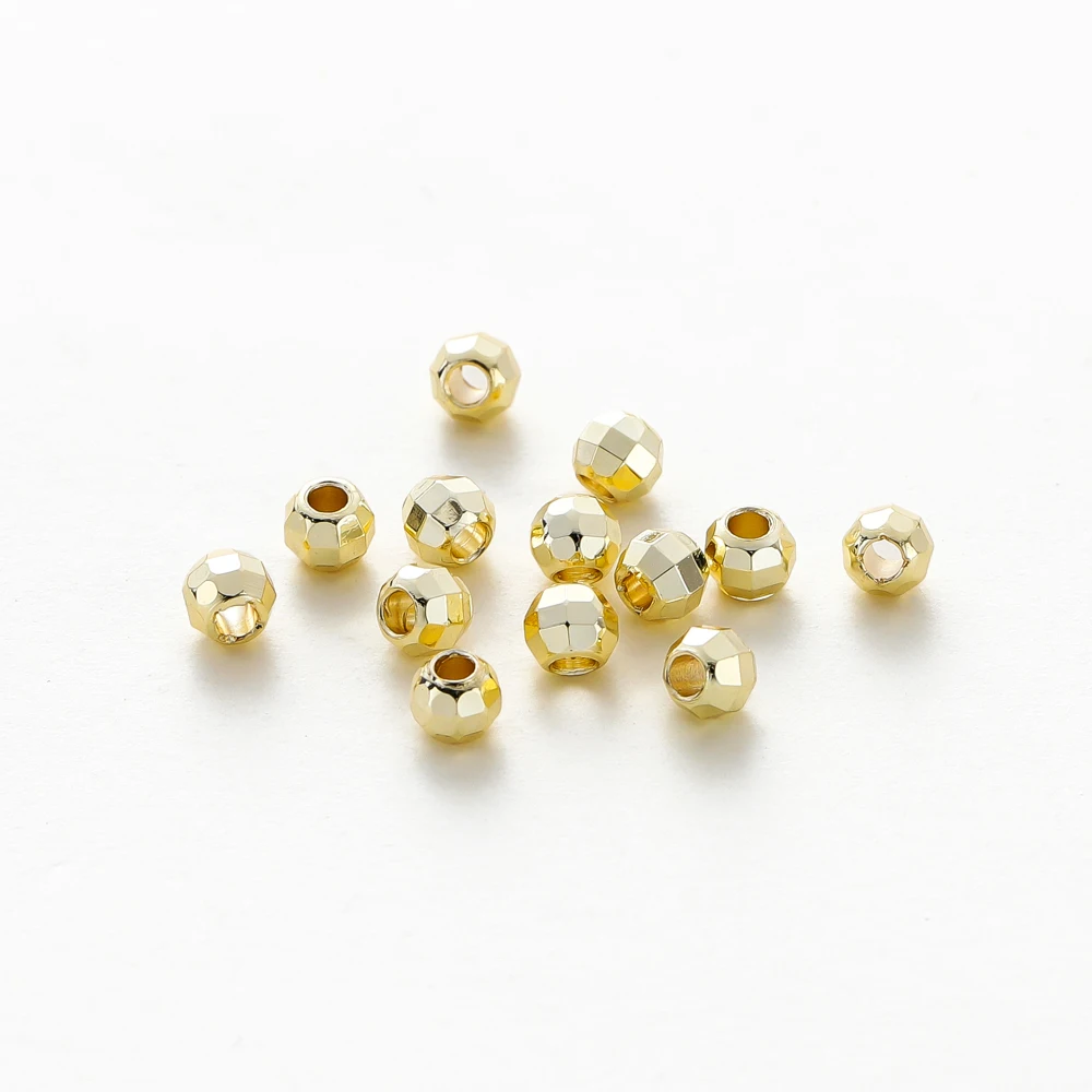 20-100 Pz/lotto 14K 18K Placcato Oro Platino Distanziatore Allentato Rotondo Perline Di Rame Perline Per Gioielli Fai Da Te Collana Perline Forniture-Oro Rosa,4mm X50pcs - Foto 5