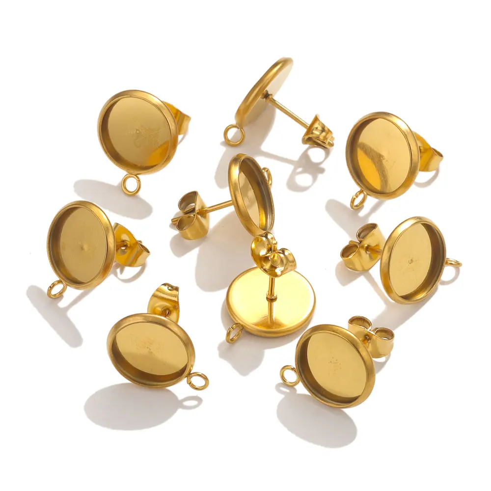 20pcs Stainless Steel Earring Diy Resin Earrings Making Supplies Fit 8/10/12mm Glass Cabochons Base for Earring Bezels Blank