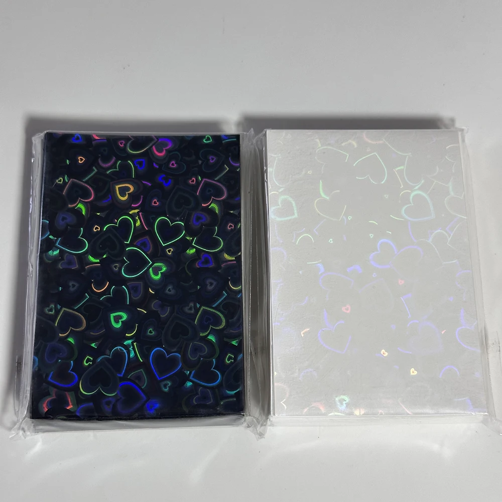 Glittery Love Heart Colored Ins Toploader Card Photocard Sleeves Idol Photo Cards Protective Storage Bag Sleeves 50pcs/pack
