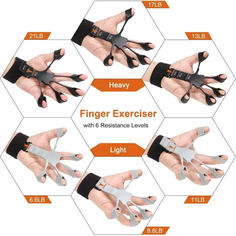 Finger Trainer Finger Gripper Finger Exerciser Guitar Exerciser 6 Resistant Levels Recovery Physical Tools Hand Strengthener For Patient