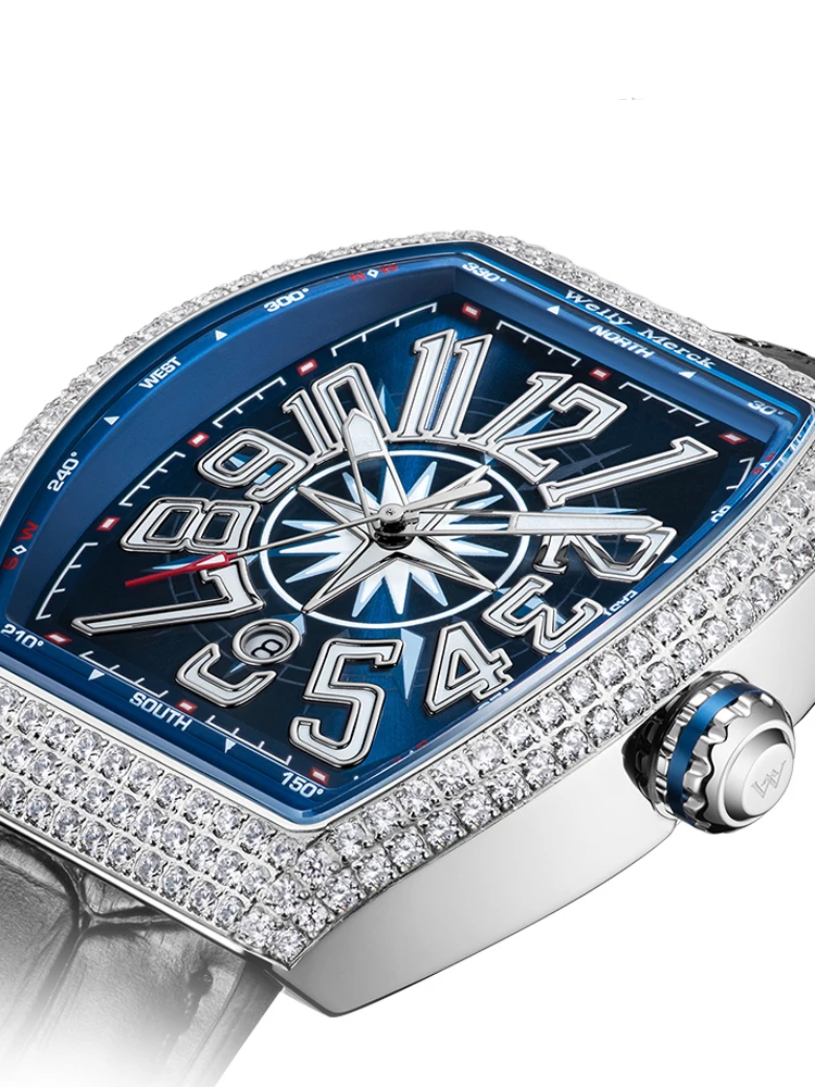 Welly Merck Sapphire Watch Man Fashion Design Stainless Steel Automatic Mechanical MIYOTA 8215 Scratch Resistant Diving Watches