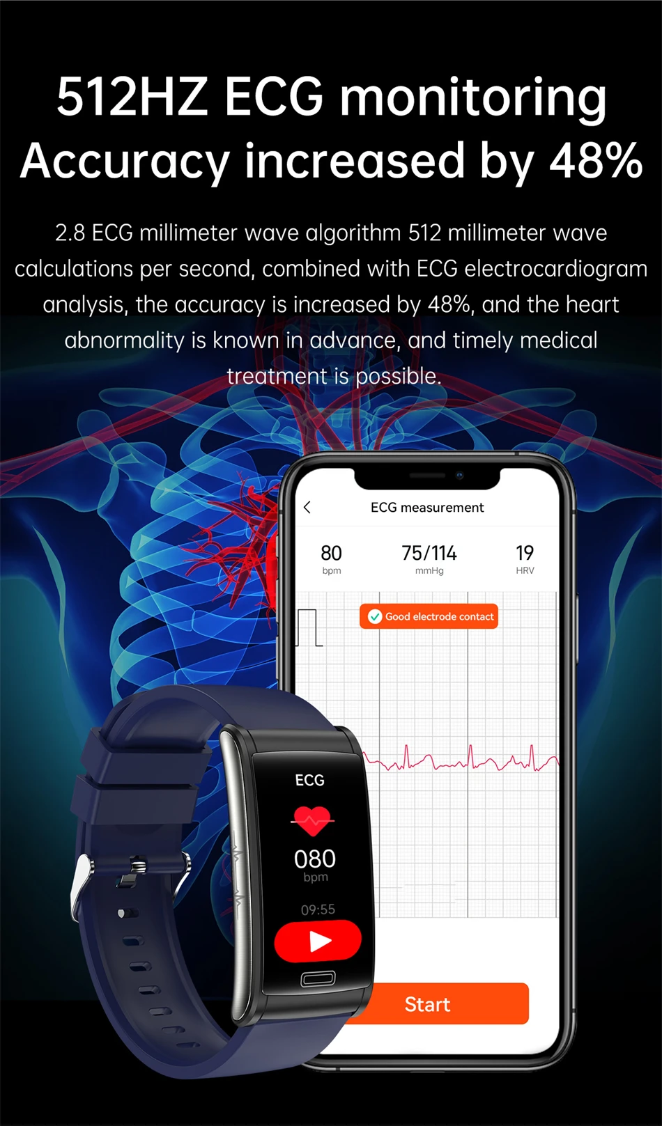 2023 Blood Sugar Smart Watches Men ECG+PPG Heart Rate Blood Pressure Fitness Bracelet IP68 Waterproof Smartwatch For Android ios