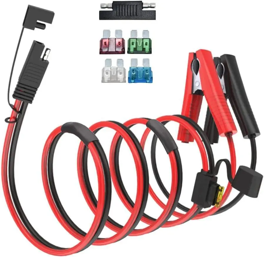 10AWG SAE-앨리게이터 클립, 배터리 앨리게이터 클립-SAE 연장 케이블, 2핀 퀵 디스커넥트 배터리 클램프 케이블(10FT)