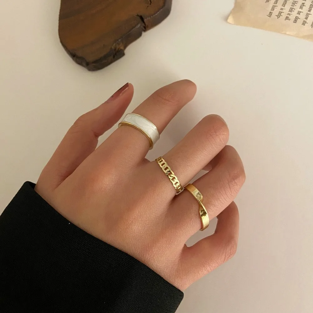 Boho Gold Color Heart Rings Set For Women Vintage Geometric Cross Pearl Butterfly Finger Rings Female Trendy Jewelry Gift