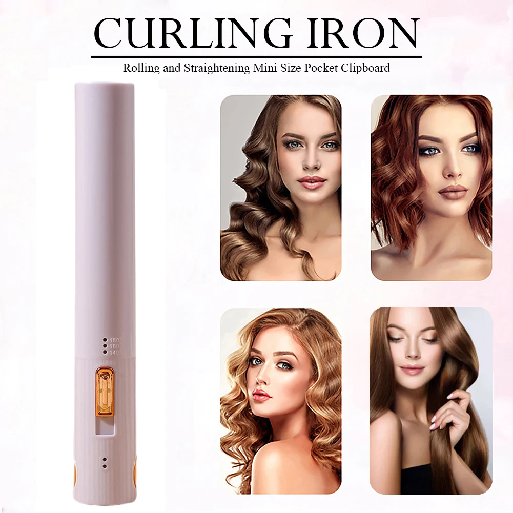 2 in 1 USB Rechargeable Hair Wand Fasting Heating Ceramic Curling Wand with 3 Temp Setting for Curl Wave Straighten Women Hair