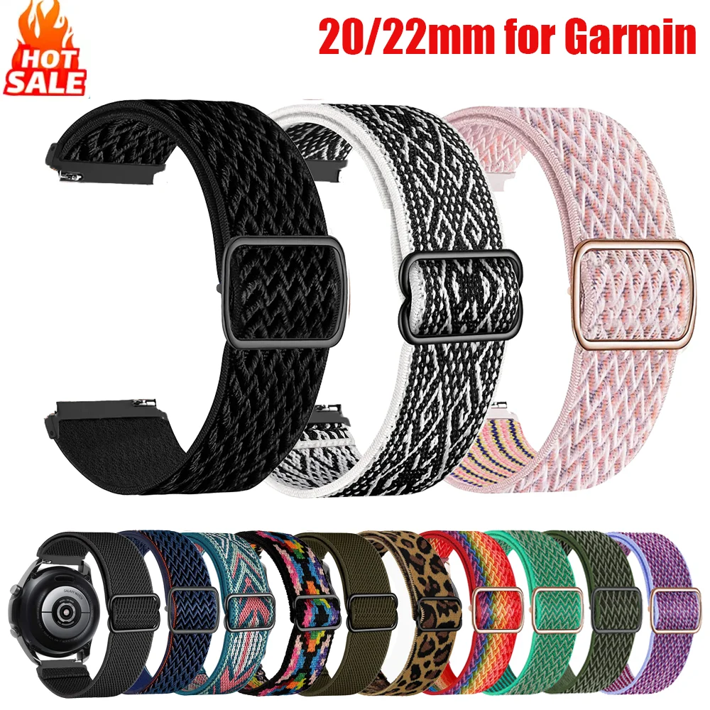 Versatile Nylon Elastic Watch Strap - 20/22mm (Black)