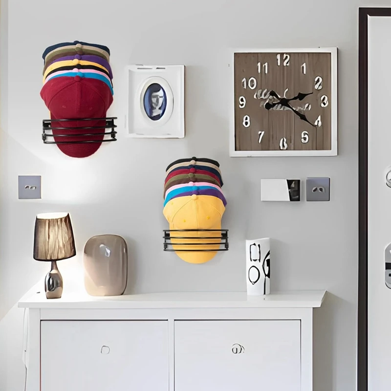 2Pcs Wall Hat Rack For Wall, Door And Closet, Metal Hat Organizers For Baseball Caps, Ball Cap Holder 4