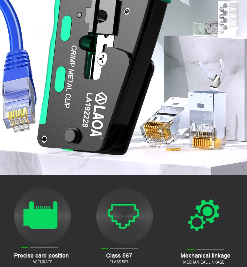 Kollektion Laoa perforierte rj Terminal Crimp zange 6p 8p cat5/6/7 Durchgangs loch registriert Jack Crimper Drahts ch neider hochpräzise Werkzeuge – Detail 3
