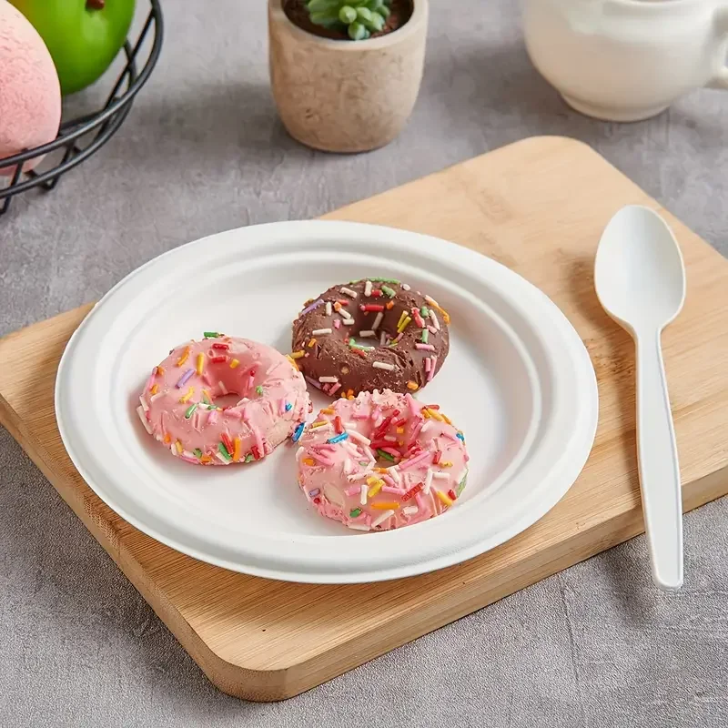 20/50pcs Disposable Paper Plate DIY Birthday Party Decoration Dining Plate White Round Minimalist Tableware Home Kitchen Tools