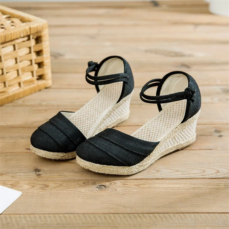 

Wedges Woman Summer 2023 Espadrilles Heeled Sandals Women Fashion Casual Pumps Mom Daily Walking Shoes Loafers Zapatos De Mujer