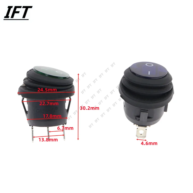 1 Stück KCD4 KCD3 KCD1 DPST 3 4-poliger wasserdichter Wippschalter 12 V rot grüne LED 220 V Licht beleuchtet 10 A 250 VAC EIN/AUS-Schalter – Detail 5