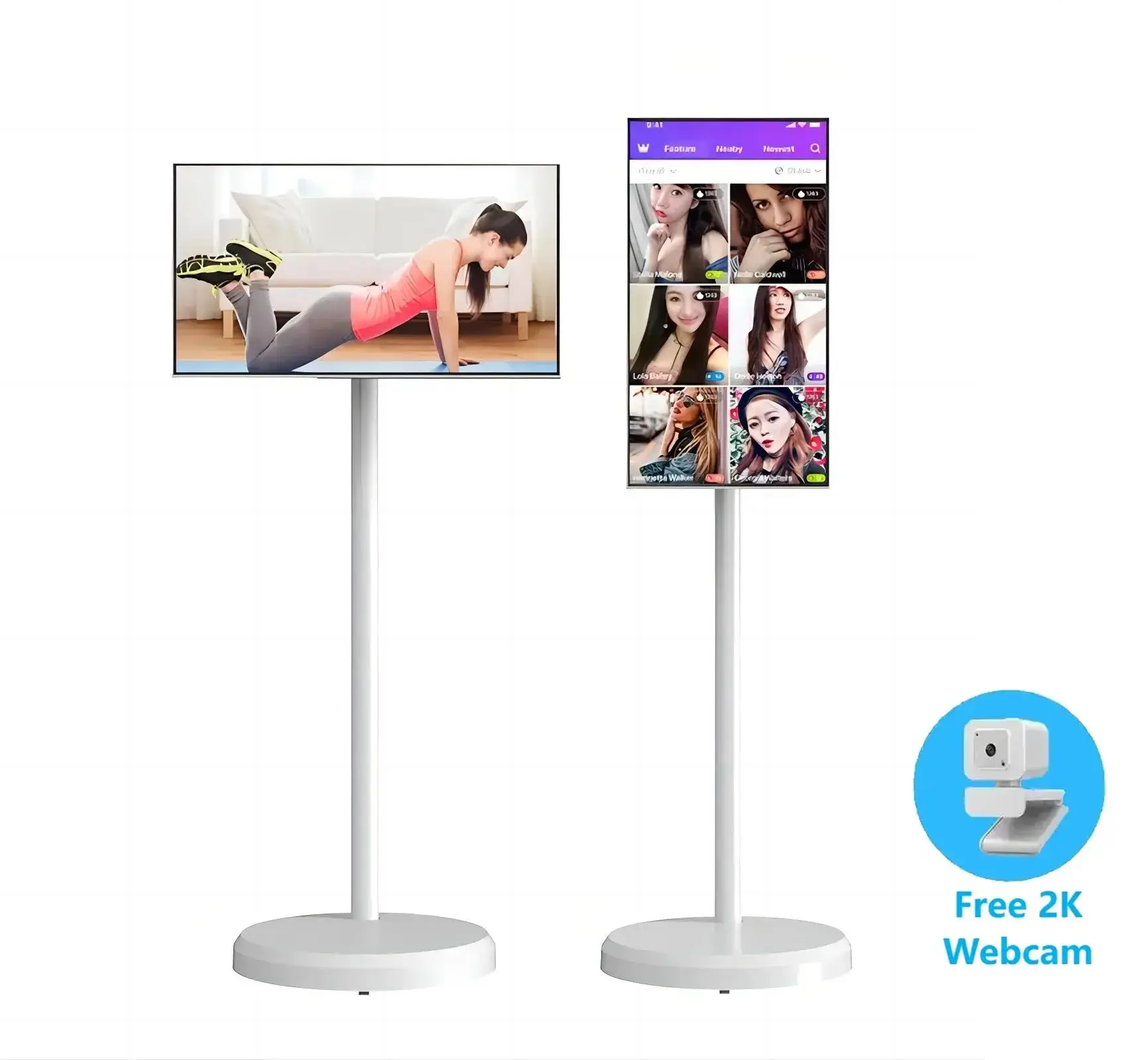 22 Inch Floor Stand Smart TV Android Touch Screen Vertical & Landscape Eye Care IPS Display Large Battery Smart Thin Edge Tablet