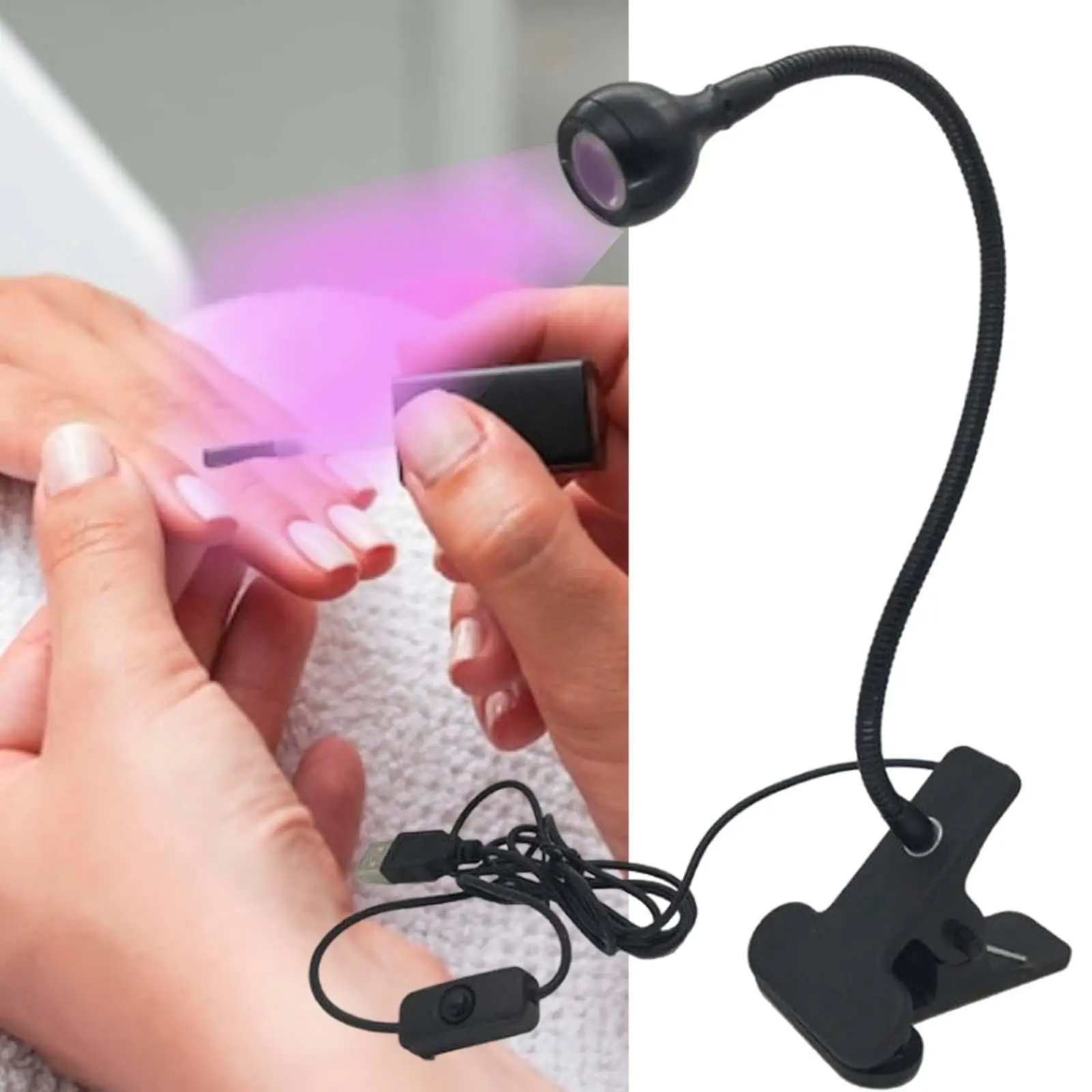 Curing Light with Fixtures Flexible Gooseneck Nail Lamp Dryer Light for Manicure Resin Art