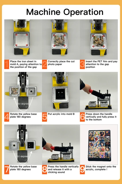 Machine à Aimant De Réfrigérateur Carré 50 X 50 Mm, Machine à Faire Soi-même, Machine à Fabriquer Des Badges Avec Coupe-papier Et 100 Composants, Pour Fabricant De Boutons Personnalisés