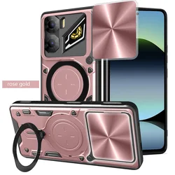 Enhanced Metal Ring Camera Protect Case with Rotating Holder and Armor Hybrid Design for ZTE nubia Focus (Rose Gold)