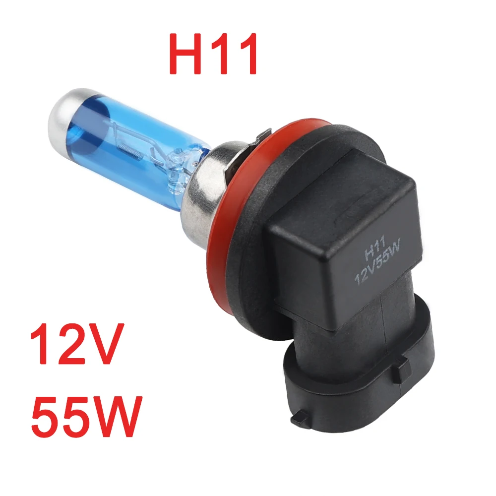 2Pcs H8 H11 12V 55W Super White Halogen Bulbs Fog Lights High Power Car Headlights Lamp Car Light Source parking 6000K auto 3