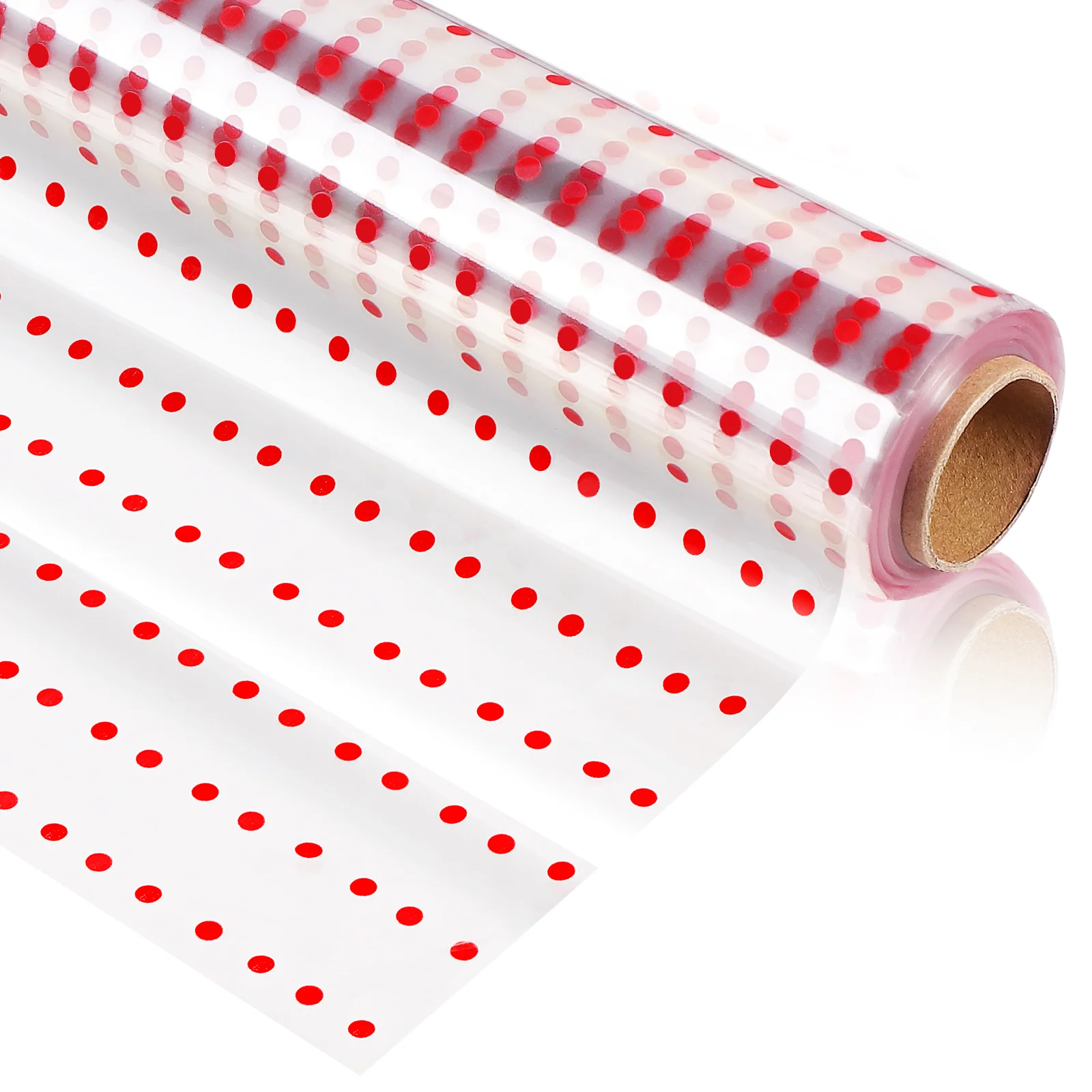 

STOBOK Folded Cellophane 3 Mil Thickness Cellophane Roll Red Dots Pattern Design Cellophane Bags to Gift Baskets