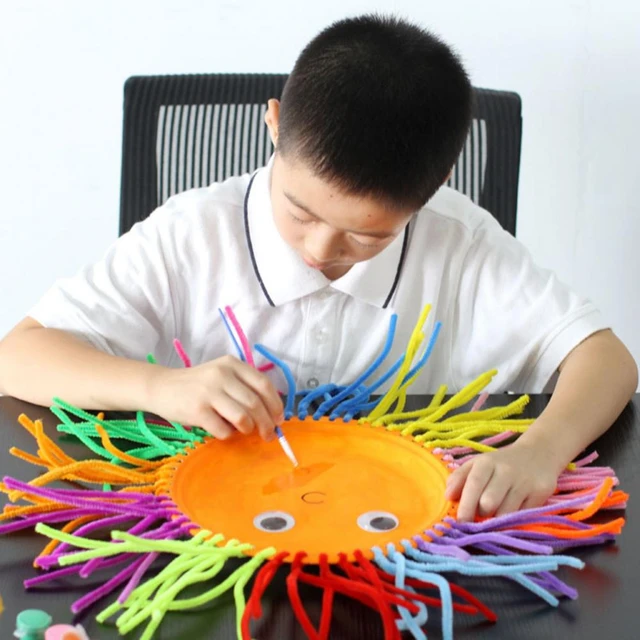 100PCS Craft Pipe Cleaners Furry Wire Twist Tie Pipe Cleaner for Funny Toy  Craft