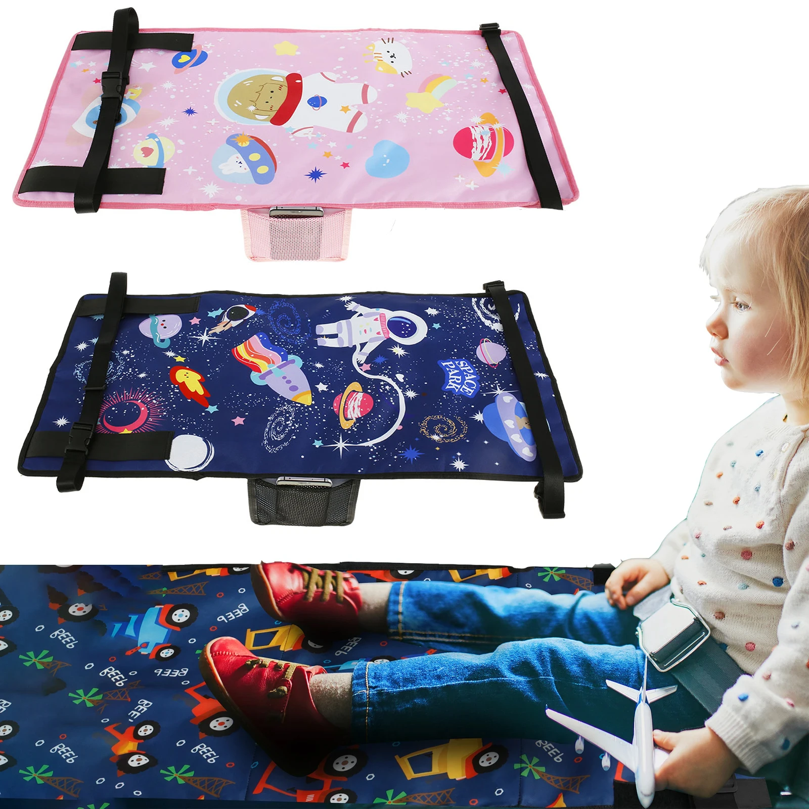 Portable Kids Airplane Footrest Breathable Oxford Cloth Seat Extender