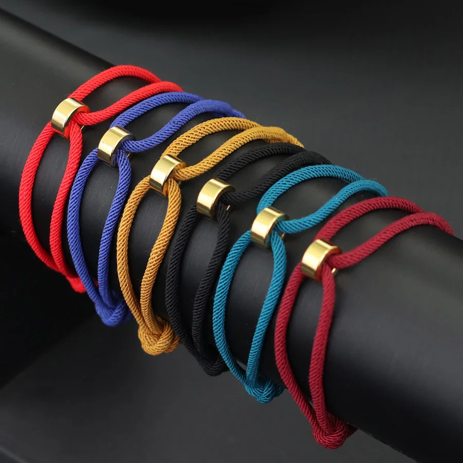 Stainless Steel Gold Color Thin Rope Bracelet for Men and Women