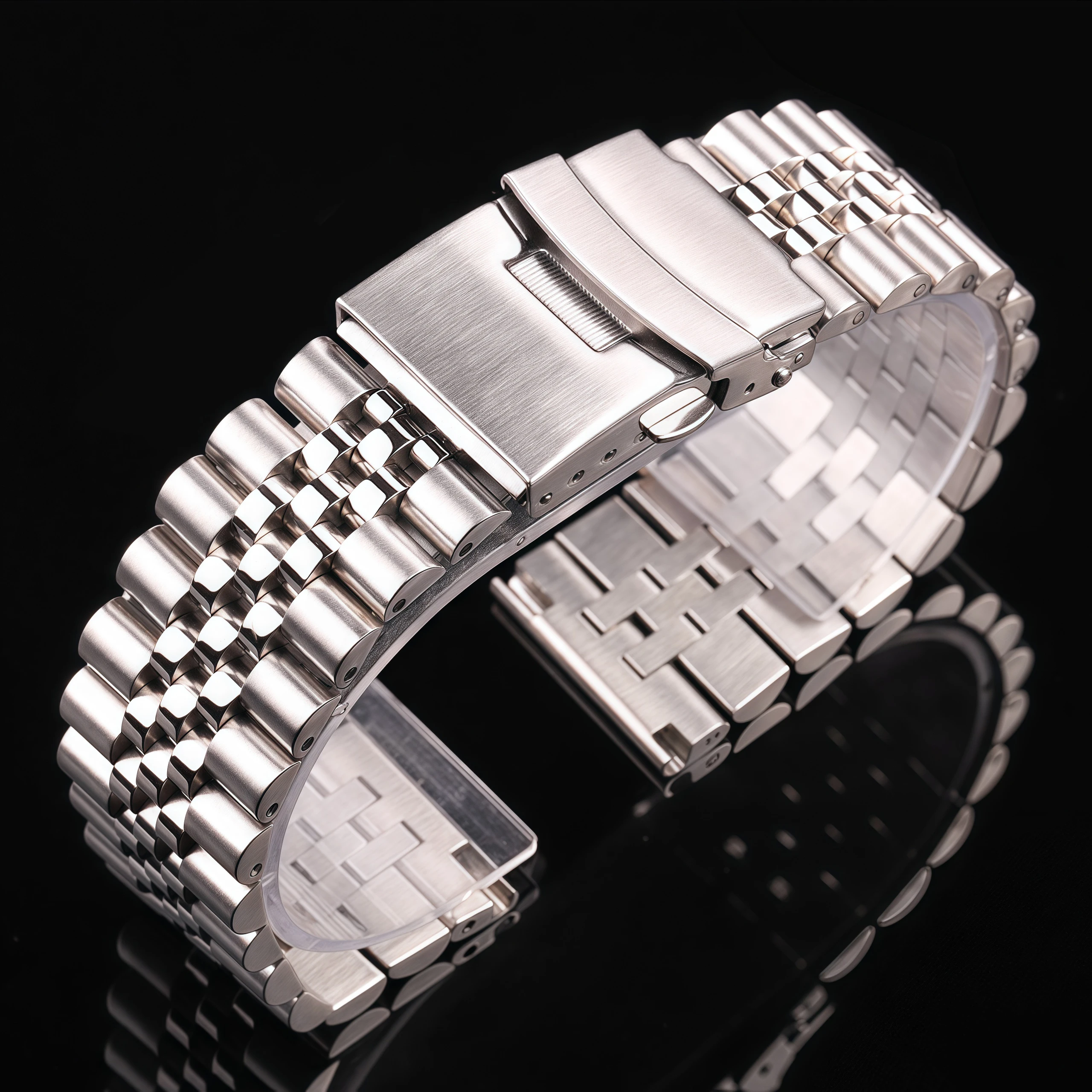 Sleek Silver Stainless Steel Watch Strap - Premium Solid Metal Bracelet