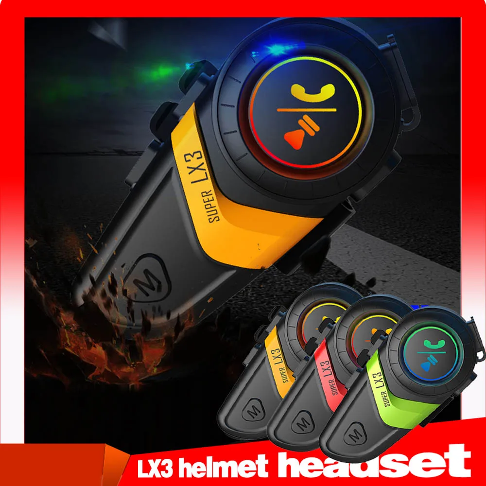 

LX3 1200mAH Motorcycle BT Helmet Headset Wireless Hands-free call Kit Stereo Anti-interference Waterproof Music Player Speaker