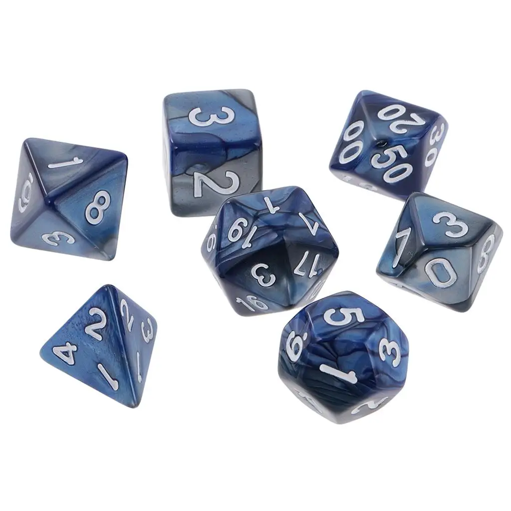 7-Die Polyhedral Dice Set Digital Double Color Dices D4-D20 for RPG Roleplaying Games Math Teaching Party Supplies