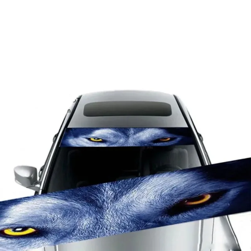 thumbnail image 1 of Pegatinas 3D para coche con diseño de ojos de lobo y calavera para parabrisas delantero, ventana trasera, protector solar, vinilo, decoración de animales geniales, 1 of 5