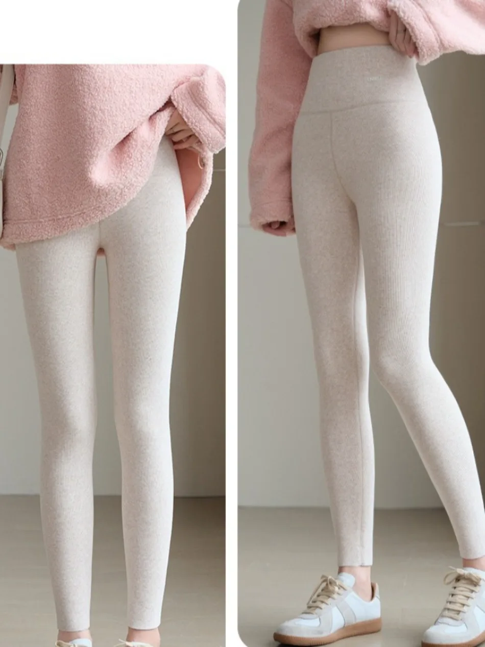 Neu im Herbst Winter Dicke Fleece-Leggings Damen Hohe Taille Schwarz Outwear Große Damen Warme dicke Samt-Leggings für Winterhosen – Detail 5
