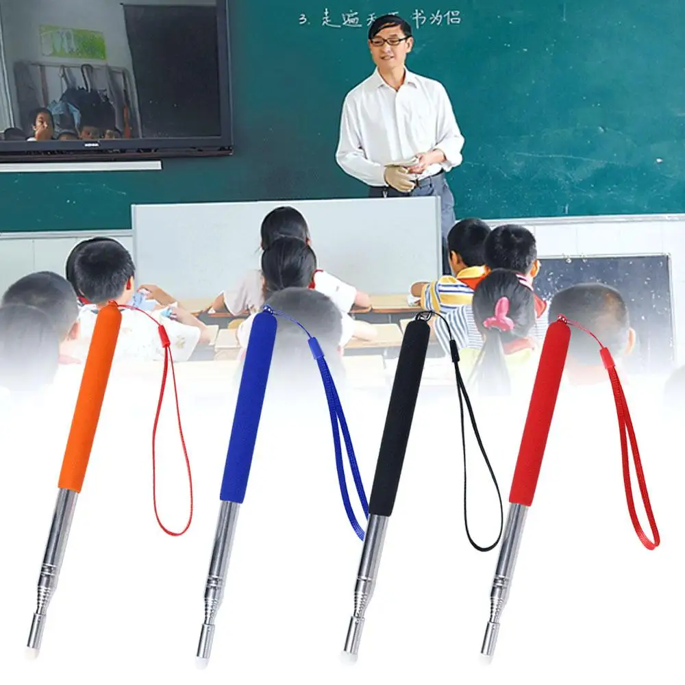 Enhanced Teacher's Retractable Stainless Steel Pointer with Felt Head for Whiteboard Presentations