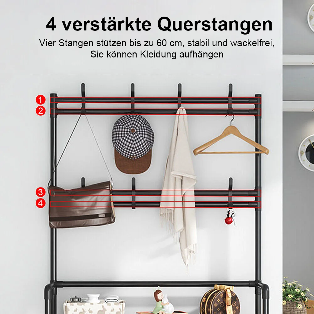 5/4-stöckiges Freistehendes Aufbewahrungsregal Kleider- und Hut-Aufbewahrungsregal Schuhregal Freistehender Aufbewahrungsschrank für Wohnzimmer – Detail 25
