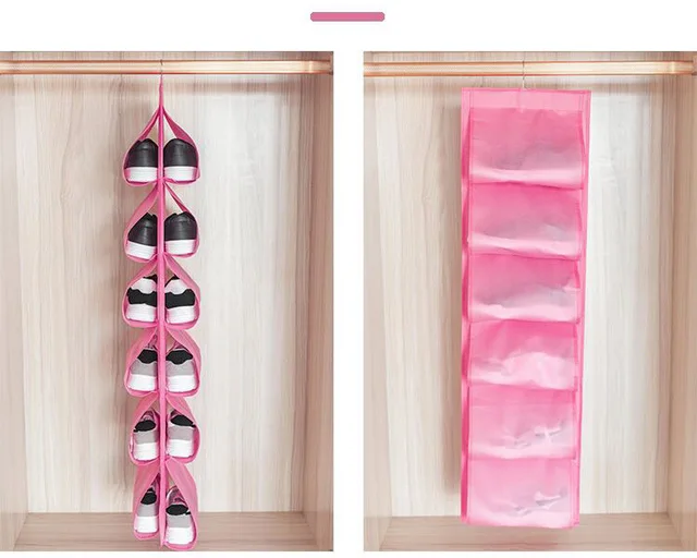 Porta Scarpe Da Appendere 12 Tasche | Bianco | Con 2 Ganci | Organizer Per Armadio, Cucina O Bagno - Foto 5