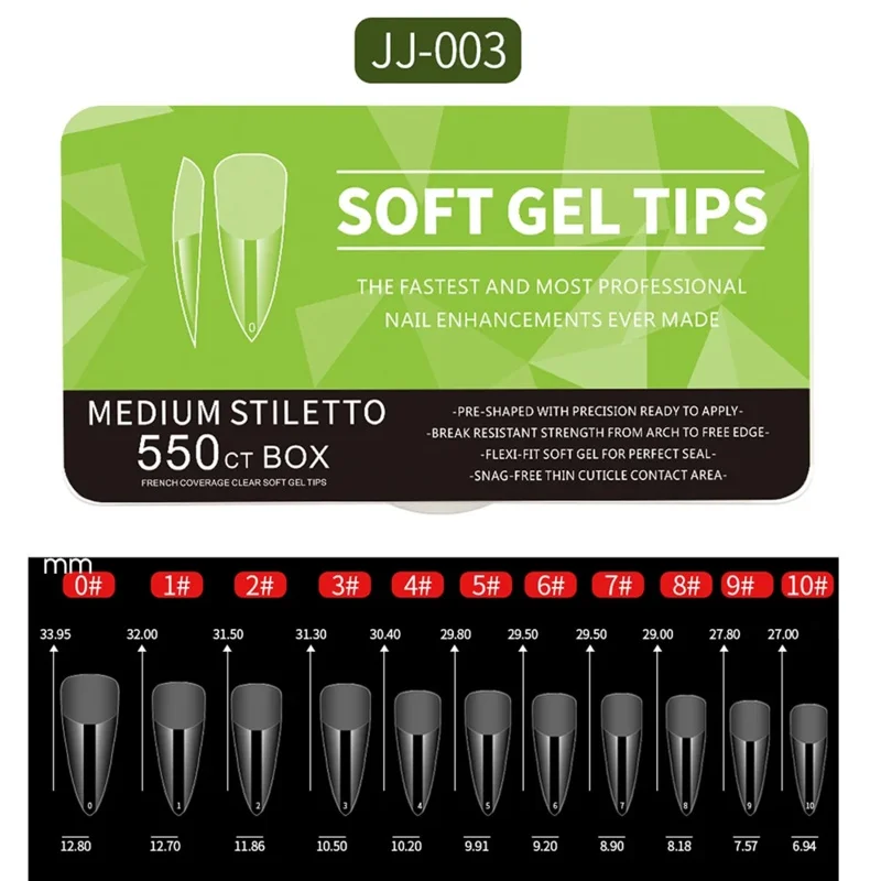 Nail tips 550piece medium and short soft gel medium apricot/coffin head full coverage matte extension acrylic press-on