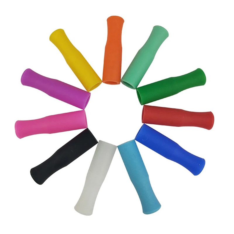 6/10Pc Cap Anti-scald Teeth Protector Bar Reusable Stainless Steel Straw Food Grade Accessories Silicone Tip 6mm Silicone Nozzle