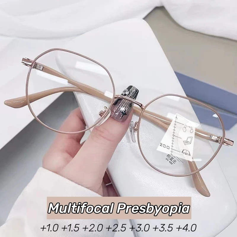 Нови модерни ултралеки прогресивни очила за четене, модни анти-сини мултифокални очила, близо до далечни бифокални очила за пресбиопия
