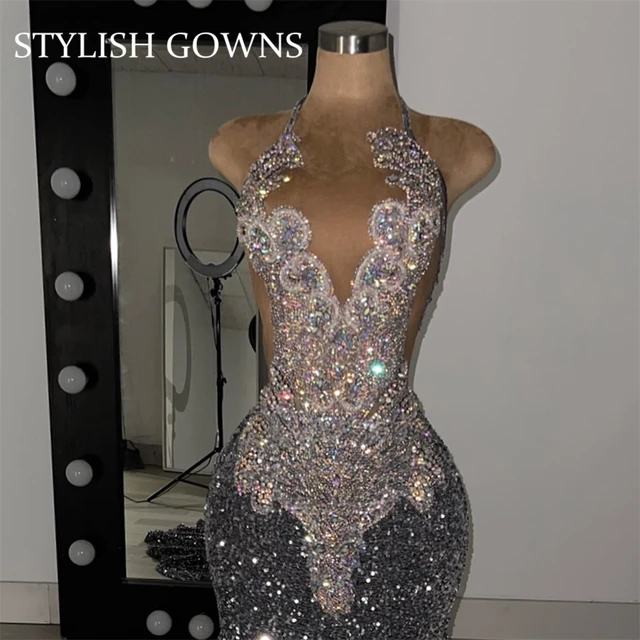 Vestido de coquetel com lantejoulas de cristal feminino, vestido curto  elegante, vestido de baile, princesa rosa, querida, Luxo, 2024 - AliExpress