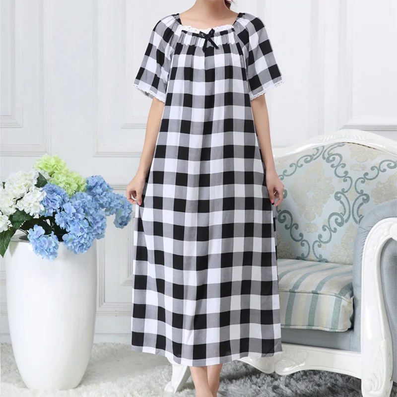 Nightgowns Women Cotton Dot Soft Sleepwear Sexy Casual Home Dressing Gown Spring Sleepshirt Nighty Homewear Sleepdress Big Yards