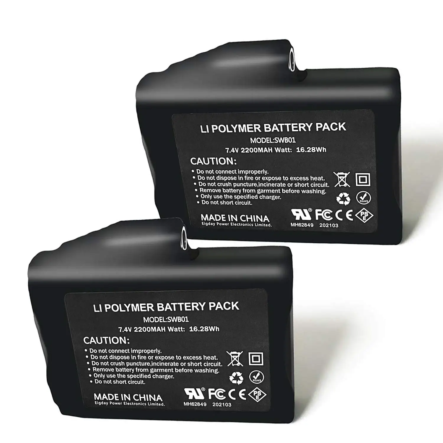 Batterie ricaricabili agli ioni di litio da 7.4V 2200MAH/3000MAH, batterie per calzini con guanti riscaldati