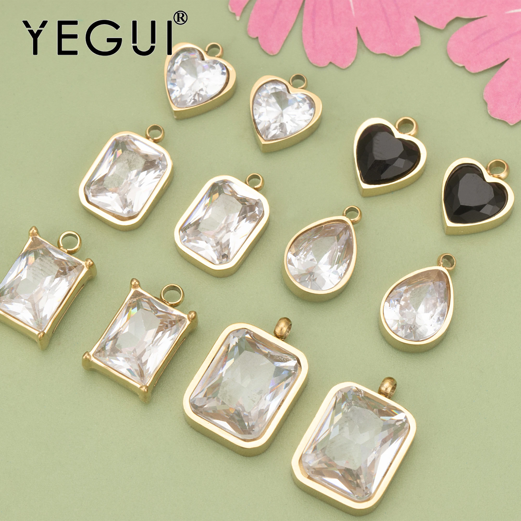 

YEGUI MD43,jewelry accessories,316L stainless steel,zircon,nickel free,charms,hand made,jewelry making,diy pendants,6pcs/lot