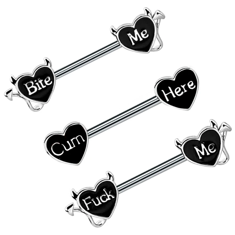 

Stainless Steel Nipplerings Barbells Nipple Piercing wholesaales funny Nipple Rings 14G 316L Letter Jewelry for Women