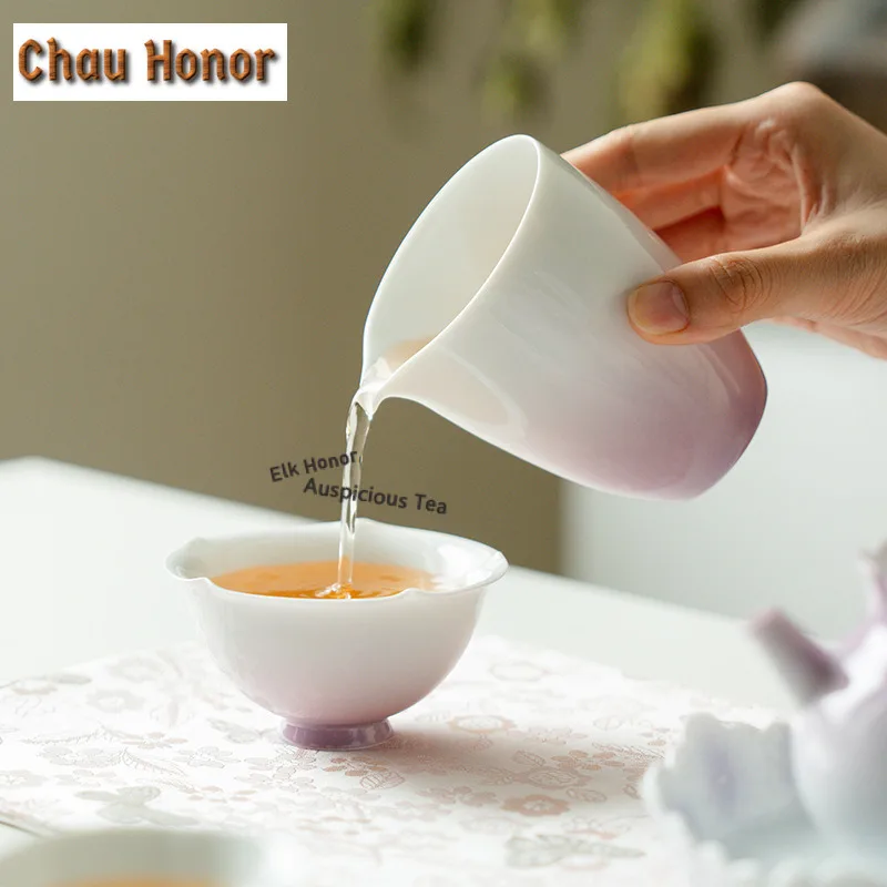 210ml Gradient Purple Ceramic Tea Pitcher Pour Tea Cha Hai Dispenser Justice Cup Coffee Fair Mug Cha Decoration Accessories Gift