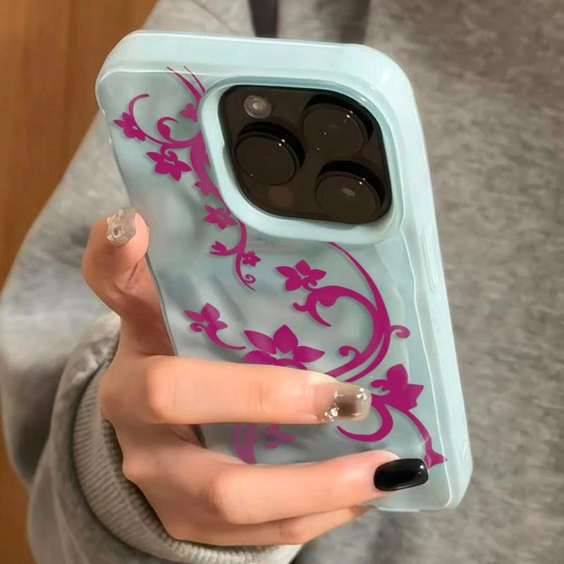 Elegant Hand-Painted Rose & Butterfly Silicone Phone Case - Shockproof Back Cover